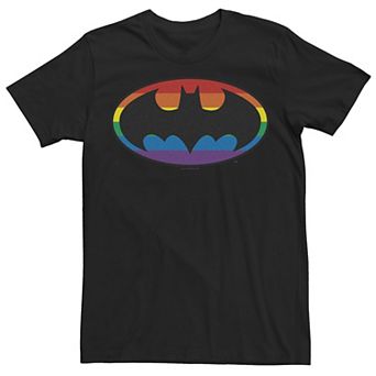 Men's Batman Rainbow Striped Logo Tee