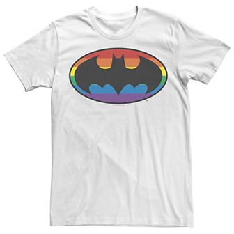 Men's Batman Rainbow Striped Logo Tee