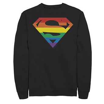 Men's Superman Rainbow Striped Chest Logo Sweatshirt