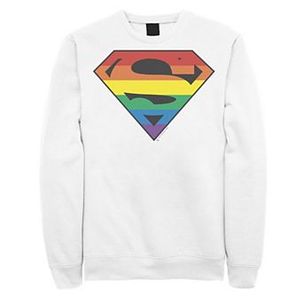 Men's Superman Rainbow Striped Chest Logo Sweatshirt