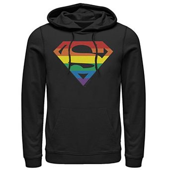 Men's Superman Rainbow Striped Chest Logo Hoodie