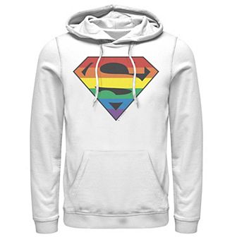 Men's Superman Rainbow Striped Chest Logo Hoodie