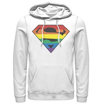 Men's Superman Rainbow Striped Chest Logo Hoodie