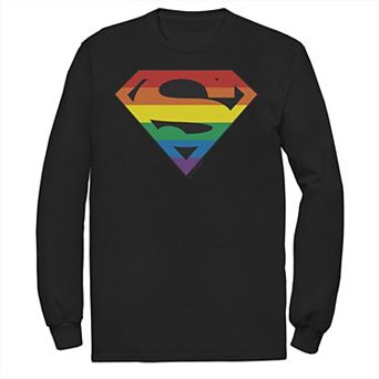 Men's Superman Rainbow Striped Chest Logo Tee