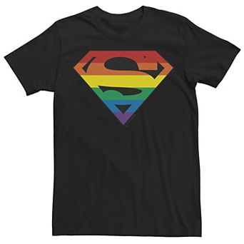 Men's Superman Rainbow Striped Chest Logo Tee