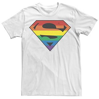 Men's Superman Rainbow Striped Chest Logo Tee