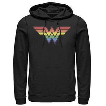 Men's Wonder Woman Rainbow Striped Logo Hoodie