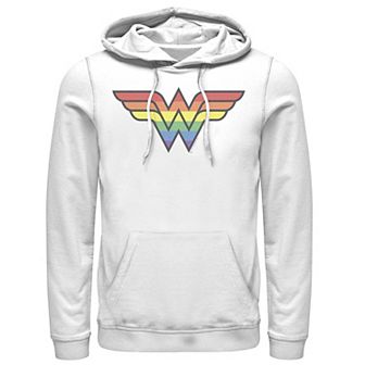 Men's Wonder Woman Rainbow Striped Logo Hoodie