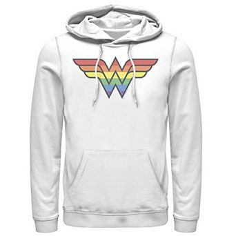 Men's Wonder Woman Rainbow Striped Logo Hoodie