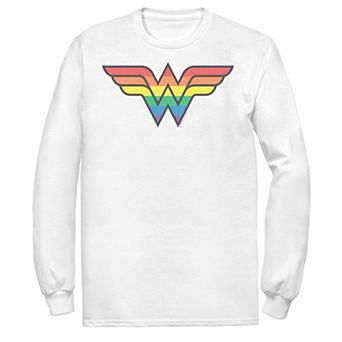 Men's Wonder Woman Rainbow Striped Logo Tee
