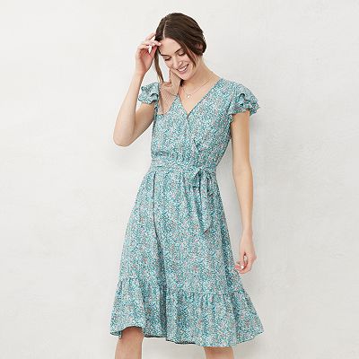 aqua flutter sleeve midi dress Women's LC Lauren Conrad Flutter Sleeve Midi Dress