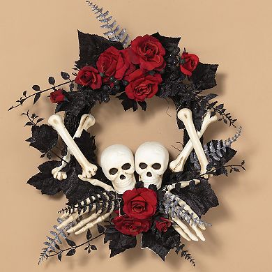 Halloween Skeleton Artificial Roses Wreath