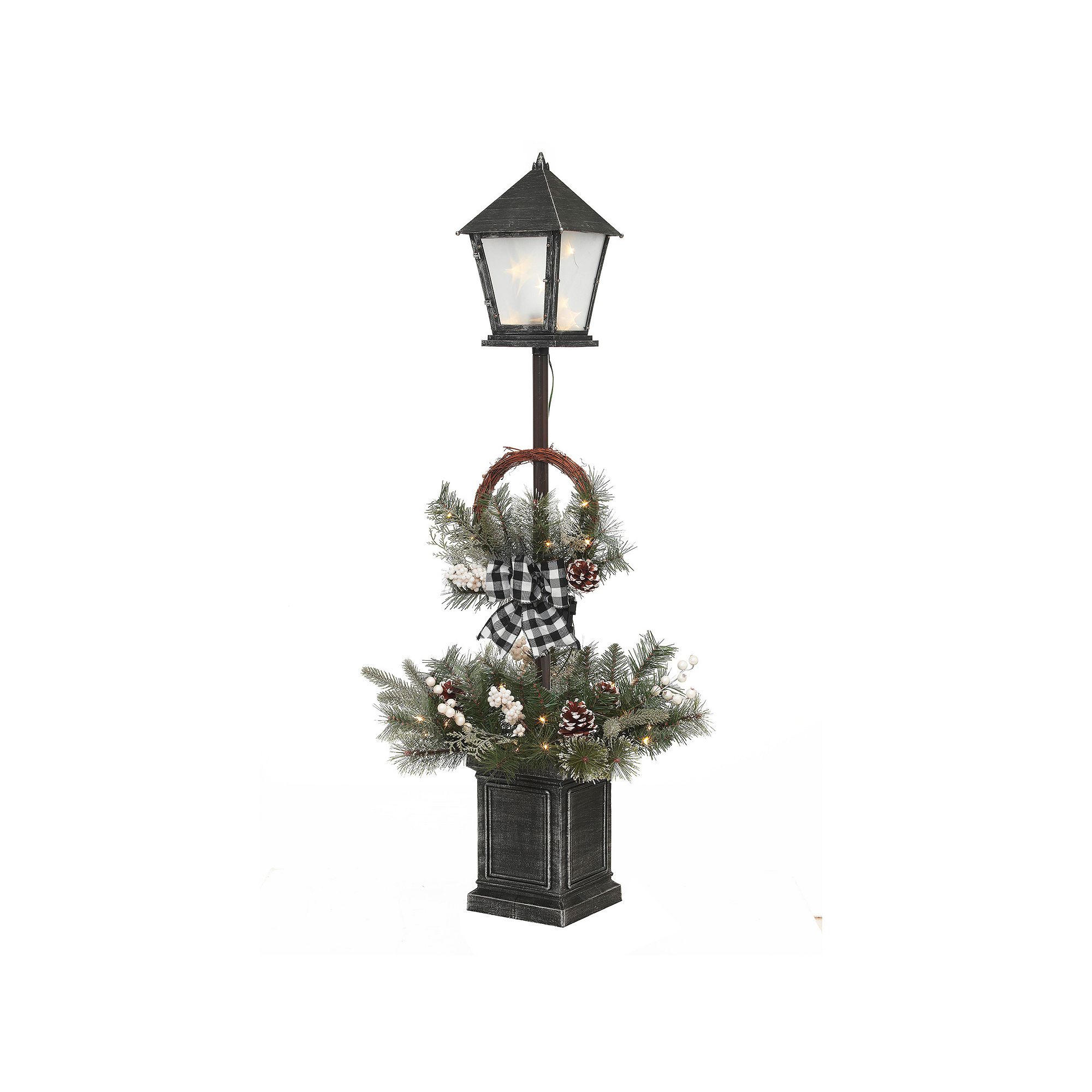 4-ft. Pre-Lit 40-Light Artificial Mixed Pine Lantern Floor Decor, Multi