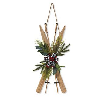 Winter Artificial Branches Ski Wall Decor