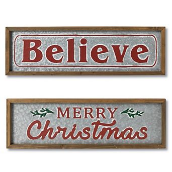 Gerson Wood & Metal Holiday 2 pc Set Wall Art