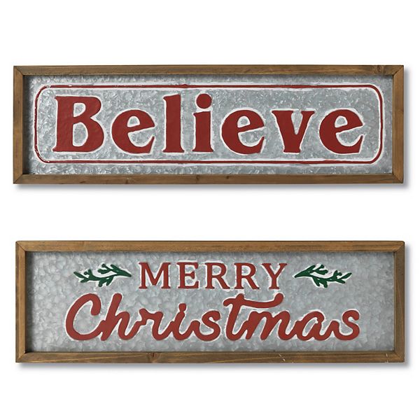 Gerson Wood & Metal Holiday 2piece Set Wall Art