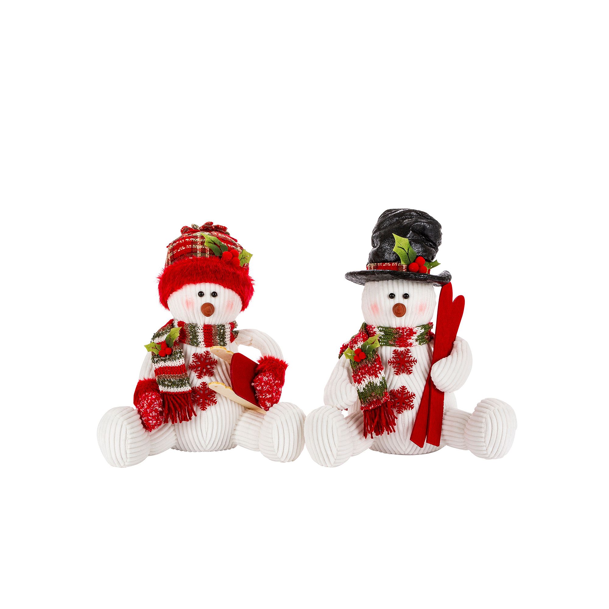 Holiday Sitting Snowman & Scarf Table Decor 2-piece Set, White