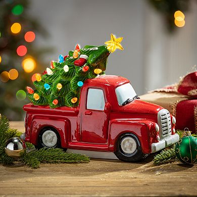 Light-Up Holiday Truck Christmas Tree Table Decor
