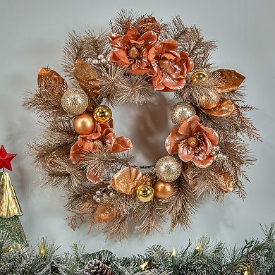 Frosted Artificial Magnolia Wreath