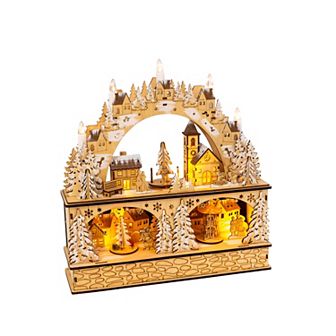 Light-Up Laser Cut Moving Village Scene Floor Decor