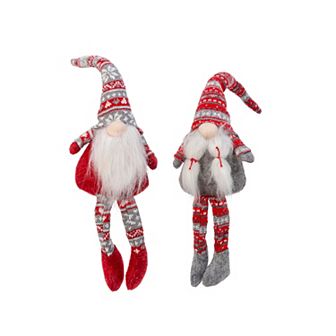 Gerson Lighted Fabric Gnome Shelf Sitter 2 pc Set