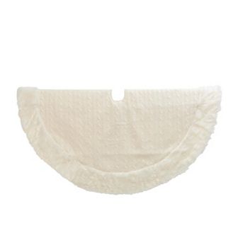 Cable Knit Faux Fur Trim Christmas Tree Skirt