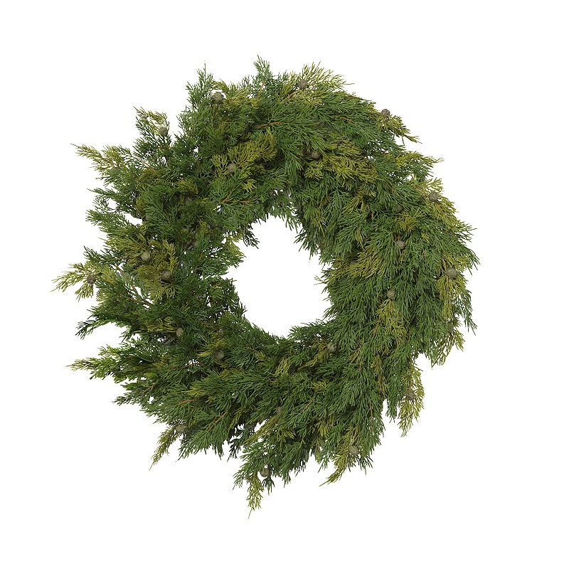 Artificial Cedar Berry Wreath, Green