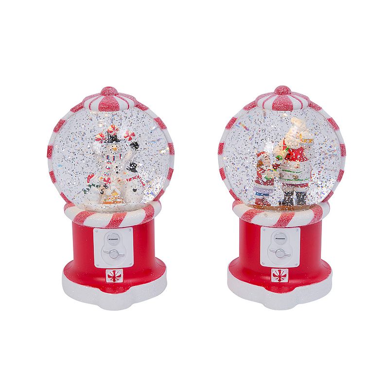 Gerson Lighted Spinning Water Globe with Holiday Scene & Timer 2-piece Set,