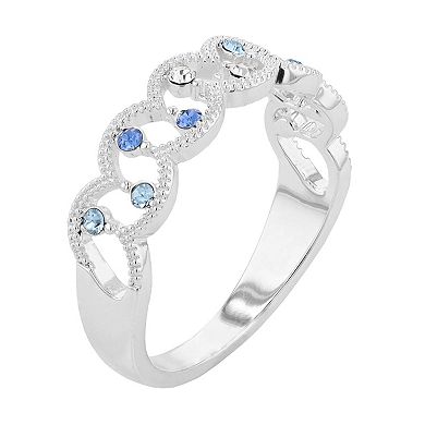 City Luxe Blue & Clear Crystal Open Textured Ring
