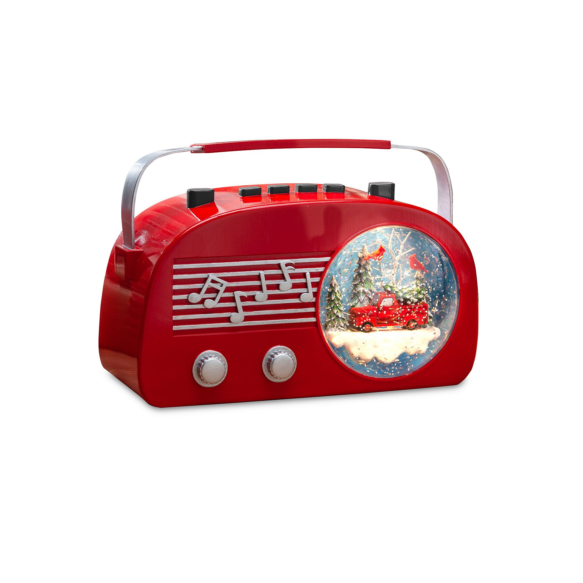 Gerson Illuminated Vintage Radio Musical Water Globe, Red