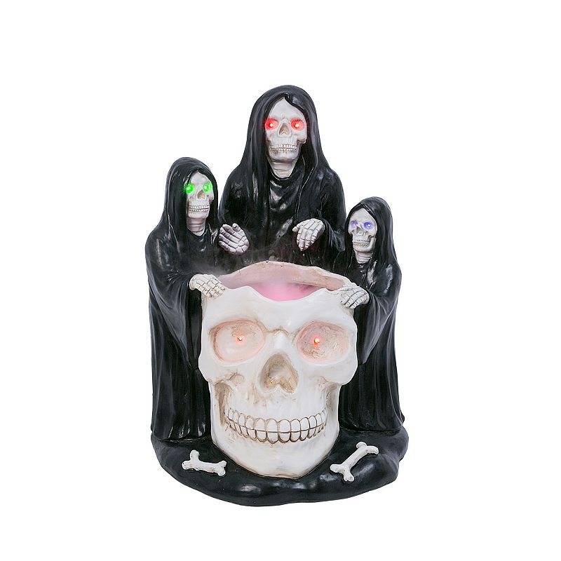 Gerson Electric Lighted Magnesium Grim Reapers with Smoking Skull, Black