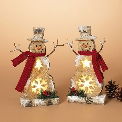 Gerson Assorted Lighted Snowman Figurines 2-piece Set