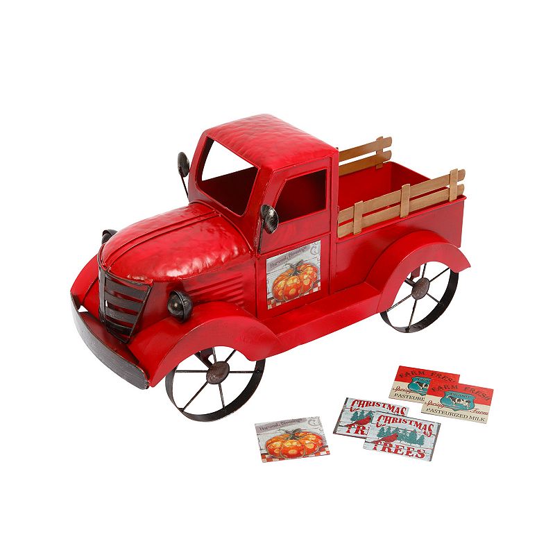 67338861 Gerson Metal Antique Red Truck with 3 Season Magne sku 67338861