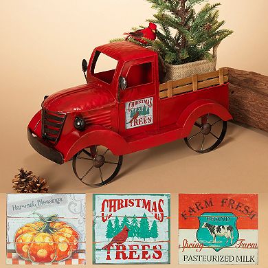 Gerson Metal Antique Red Truck with 3 Season Magnets