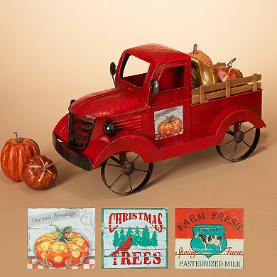 Gerson Metal Antique Red Truck with 3 Season Magnets