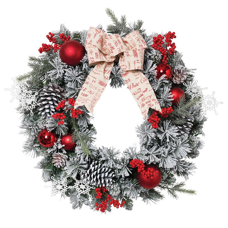 67107160 Gerson Flocked Pine Wreath, Multicolor sku 67107160