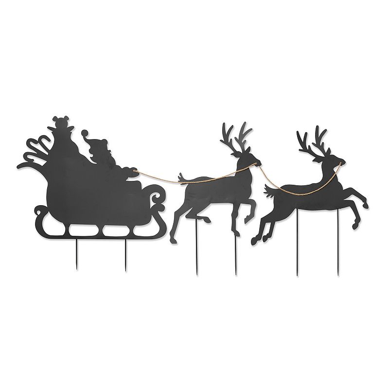 62704792 Gerson Metal Santa Riding Sleigh with Two Deer Sil sku 62704792