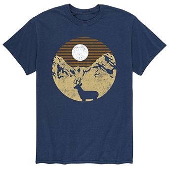 Men's Deer And Mountain Scene Tee