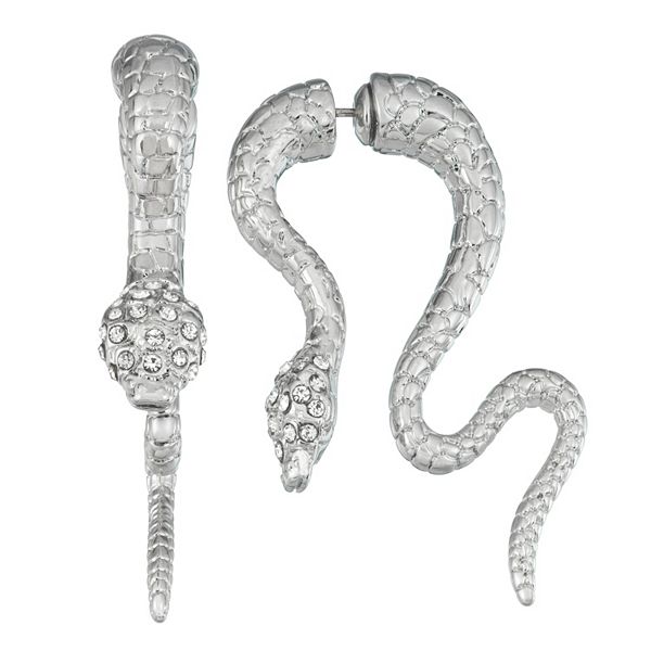 Simply Vera Vera Wang Snake Front Back Earrings - Silver Tone