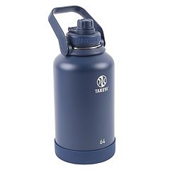 Zulu Half Gallon Water Bottles with Hydration Tracking Time Markers, 2 Pack, 64 oz (Gray/Royal Blue)