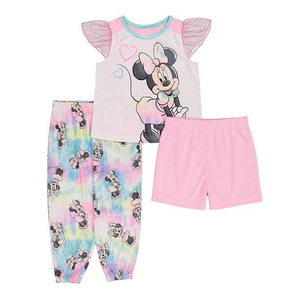 Toddler Girl Disney Minnie Mouse Tie Dye Top Bottoms Pajama Set