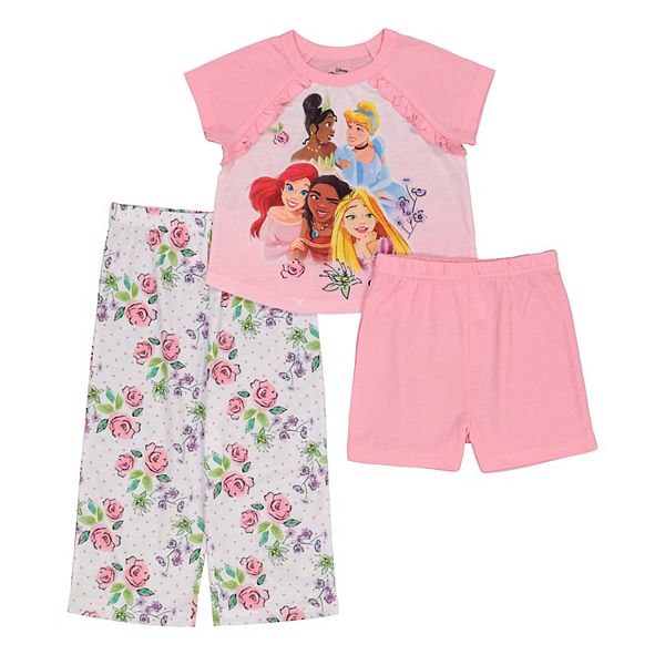 Toddler Girl Disney Princess Floral Princesses Top & Bottoms Pajama Set