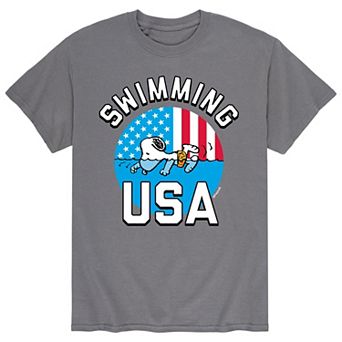 Men's Peanuts Snoopy Swimming USA Tee
