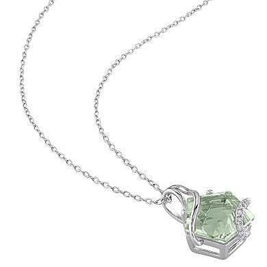 Stella Grace Sterling Silver Green Quartz & Diamond Accent Swirl Pendant