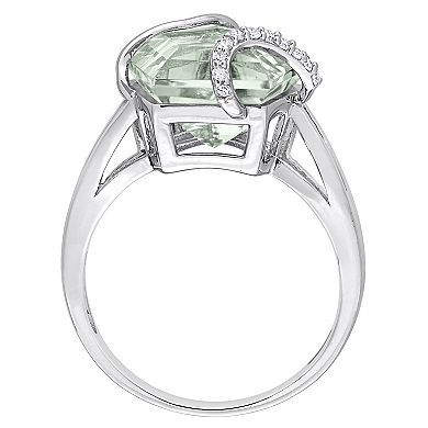 Stella Grace Sterling Silver Green Quartz & Diamond Accent Swirl Ring