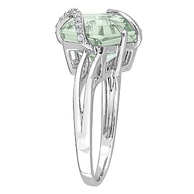 Stella Grace Sterling Silver Green Quartz & Diamond Accent Swirl Ring