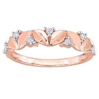 Stella Grace 18k Rose Gold Over Silver White Topaz Semi-Eternity Ring