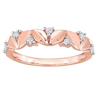 Stella Grace 18k Rose Gold Over Silver White Topaz Semi-Eternity Ring