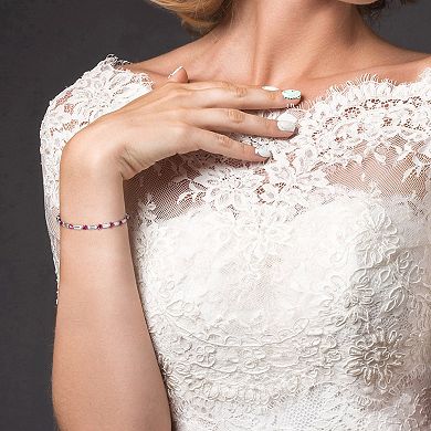Stella Grace Sterling Silver Lab Created Ruby & Lab Created White Sapphire Tennis Bracelet