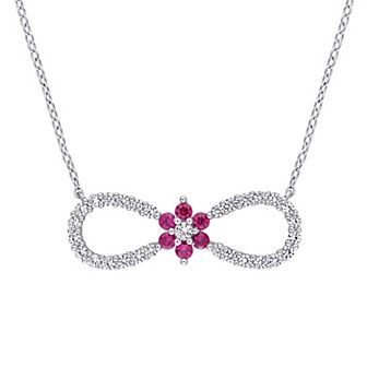 Stella Grace Sterling Silver Lab Created Ruby & Lab Created White Sapphire Infinity Pendant